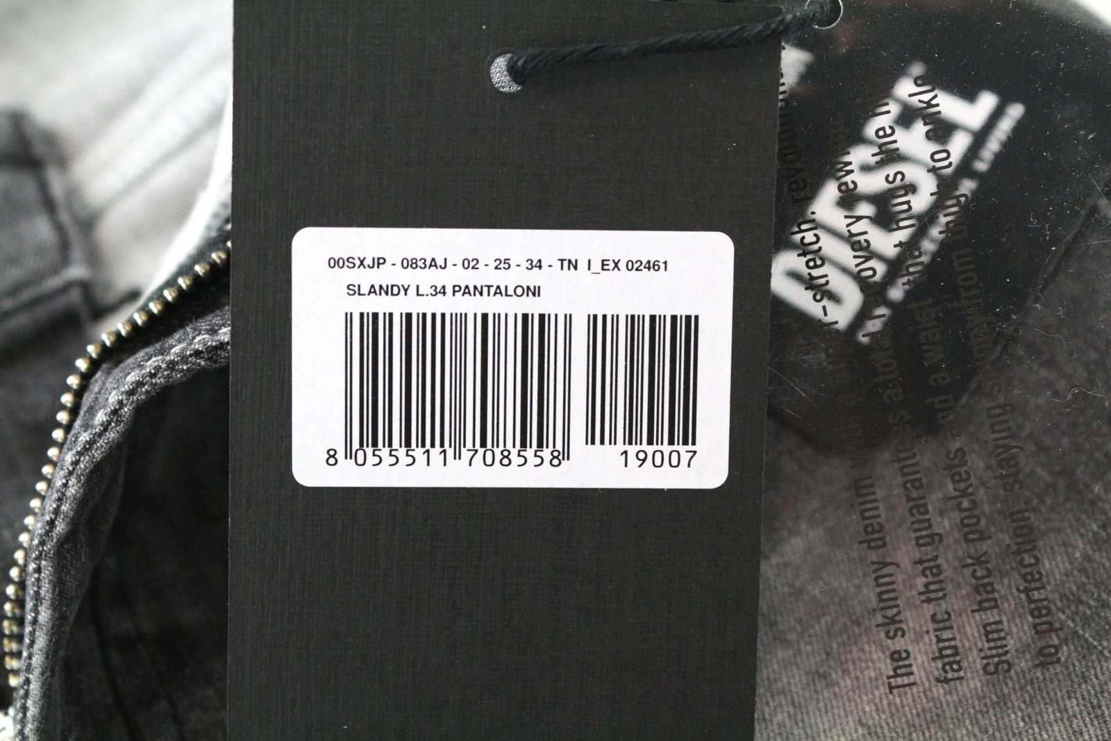 DIESEL Slandy 083AJ W25/L34 Grey  Slim Skinny Stretch Fit Cotton Women's Jeans