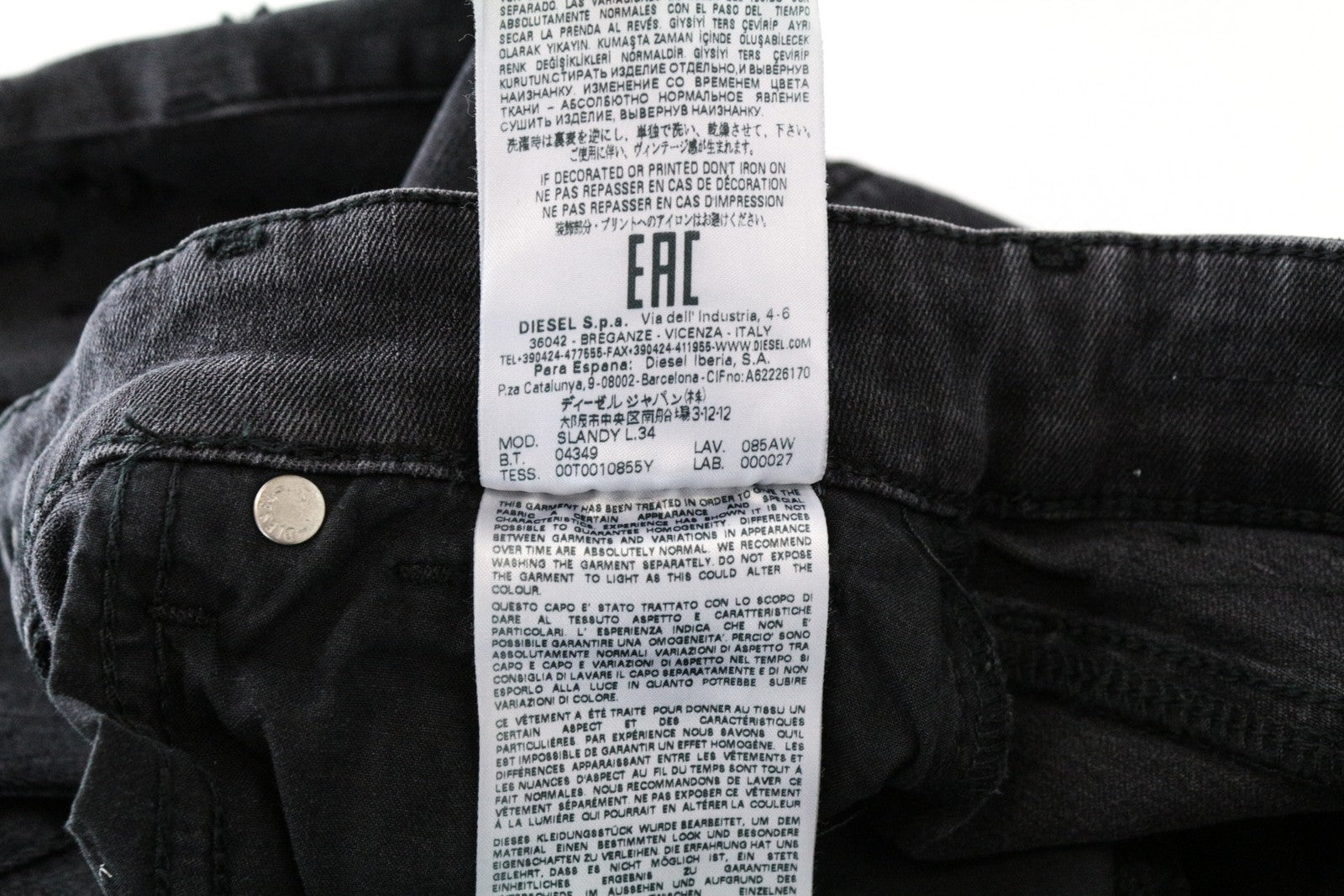 DIESEL Slandy-Low 085AW W25/L34 Slim Stretch Fit Grey Skinny Style Women's Jeans