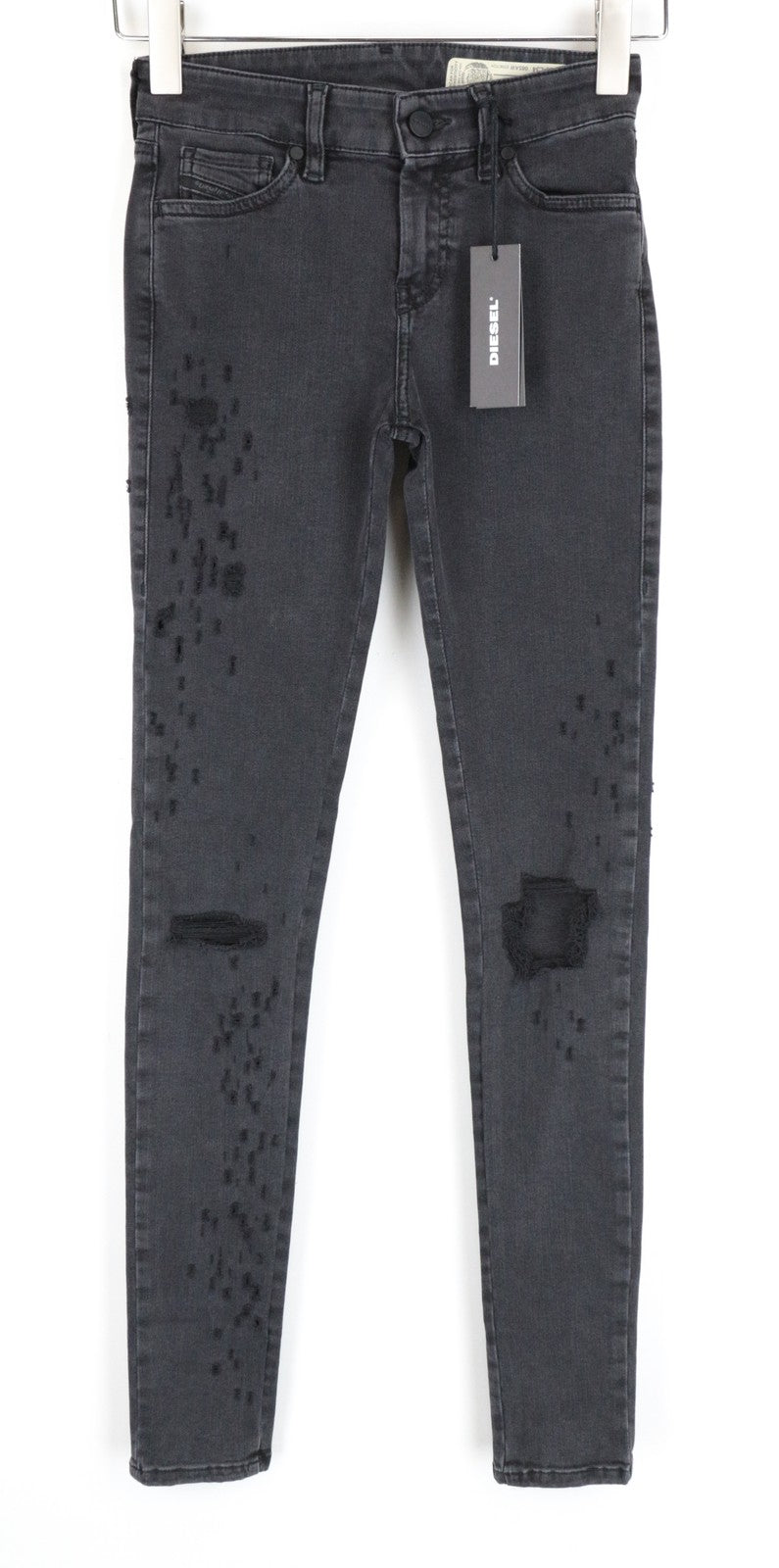 DIESEL Slandy-Low 085AW W26/L34 Ripped Skinny Grey Slim Stretch Women's Jeans
