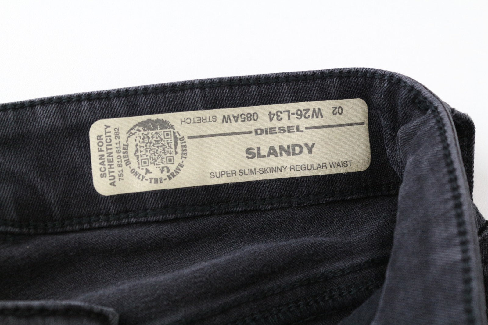 DIESEL Slandy-Low 085AW W26/L34 Ripped Skinny Grey Slim Stretch Women's Jeans