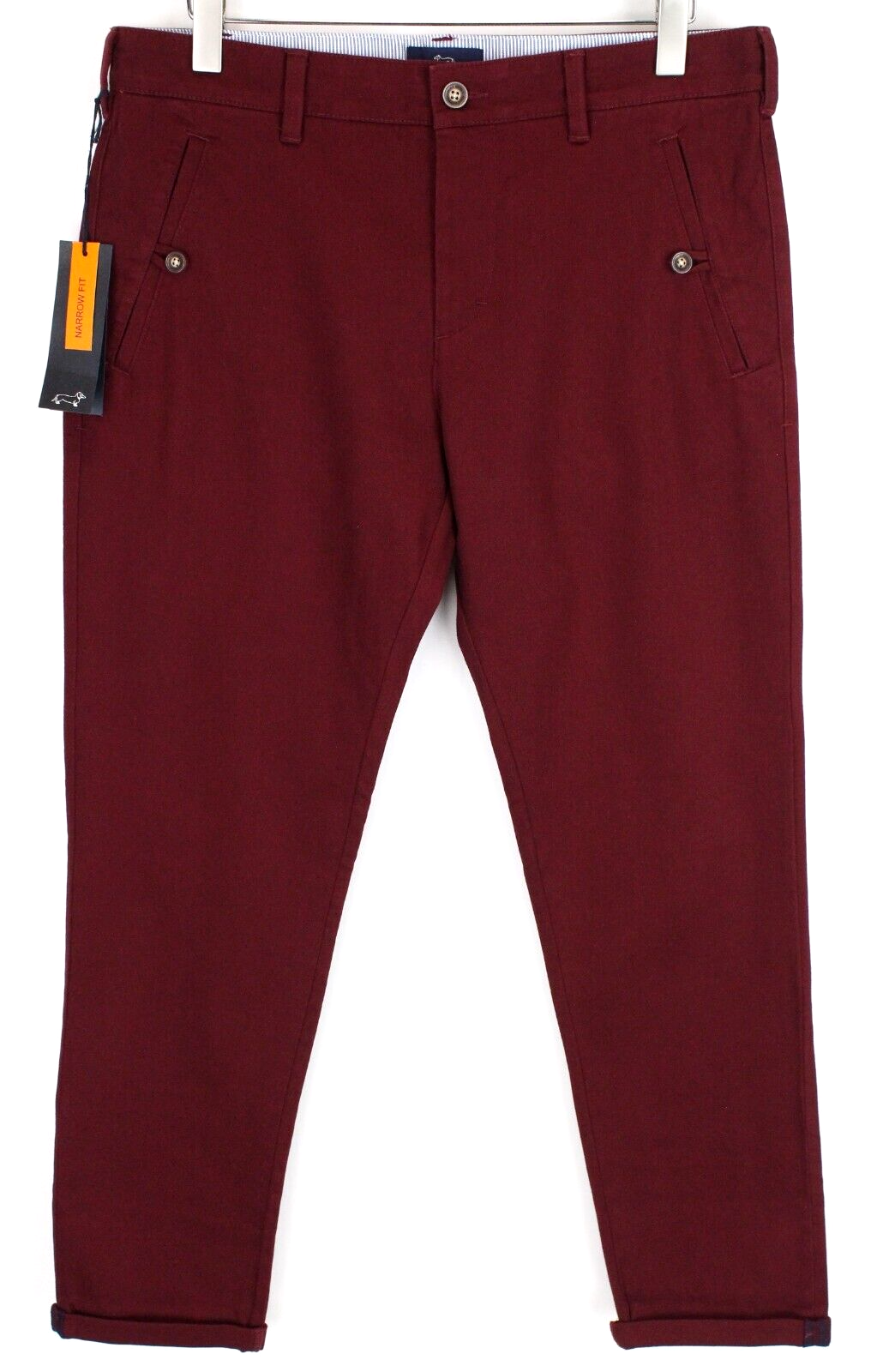 Harmont & Blaine Mens Trousers 50 Red Cotton Stretch Narrow  Side Pockets