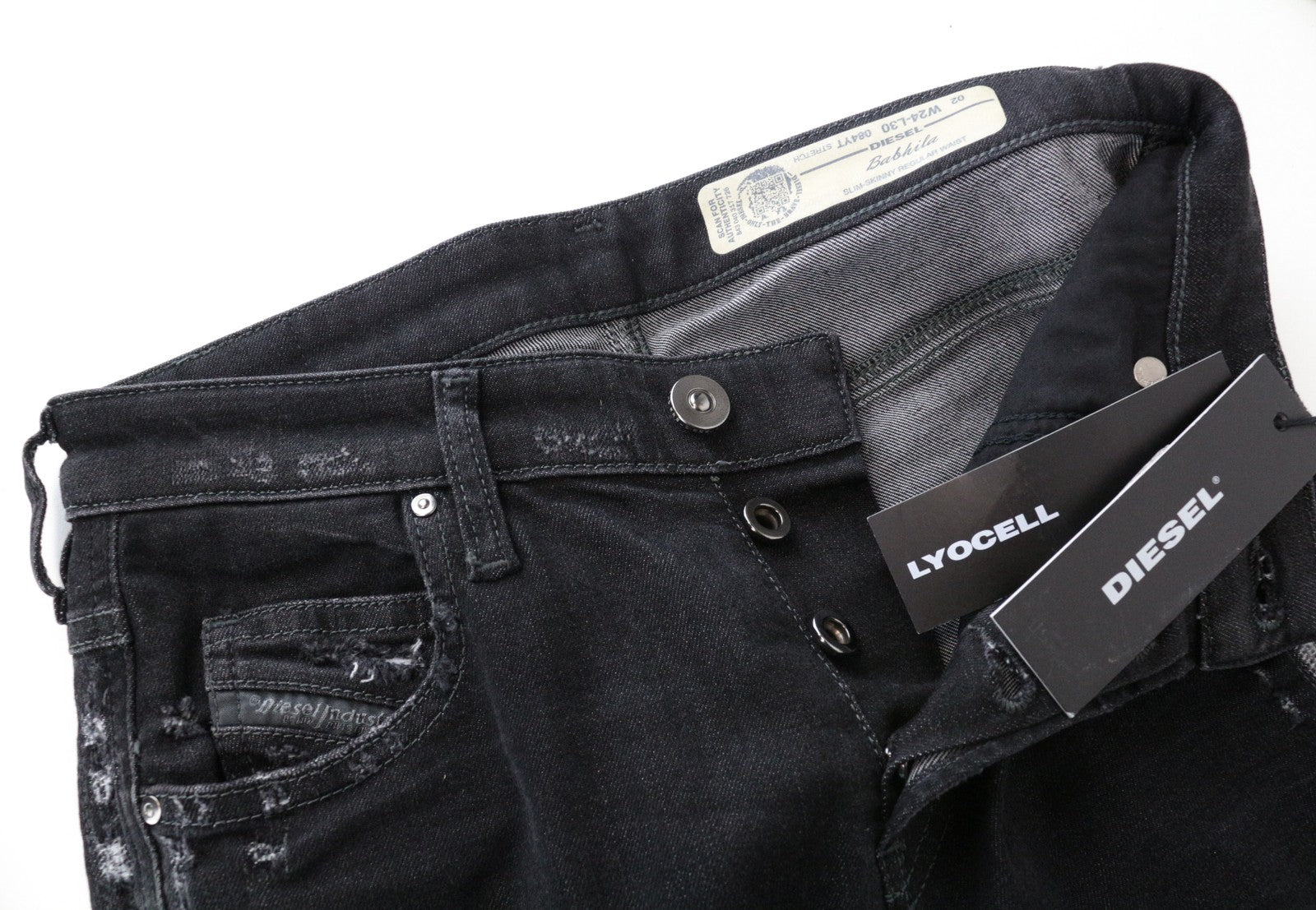 DIESEL Babhila 084YT W24/L30 Grey Cotton Slim Skinny Fit Stretch Women's Jeans