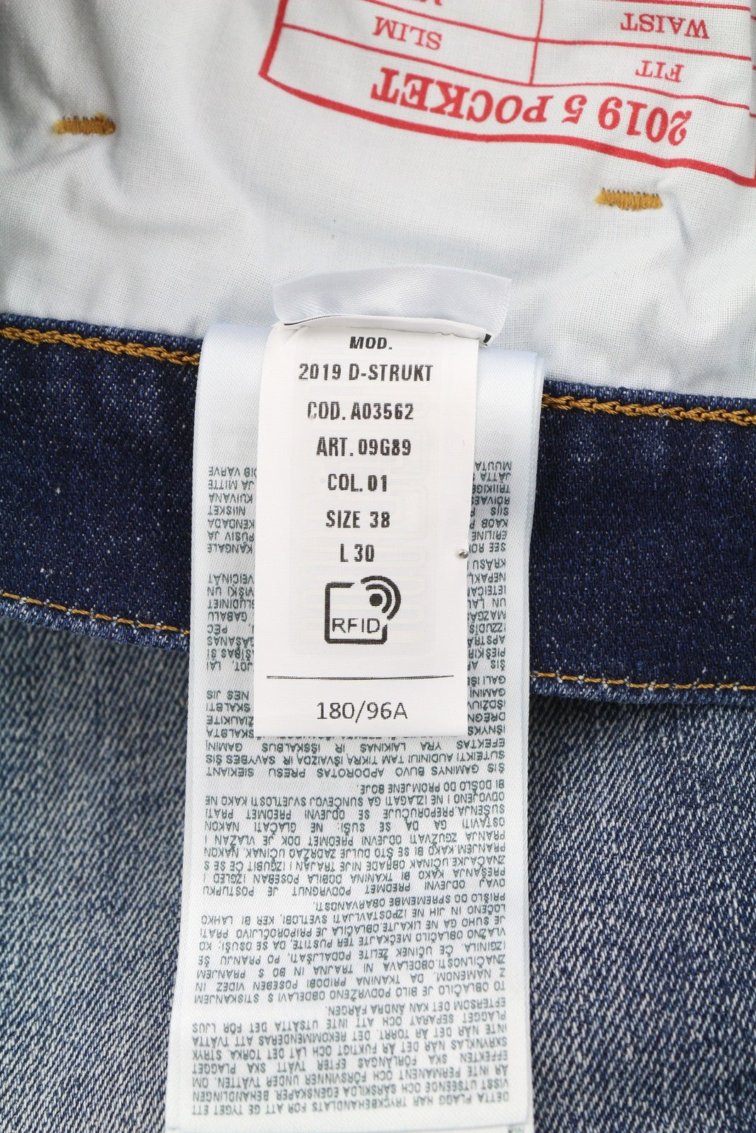 DIESEL 2019 D-Strukt 09G89 Men Jeans W38/L30 Slim Blue Ripped Denim RRP€325