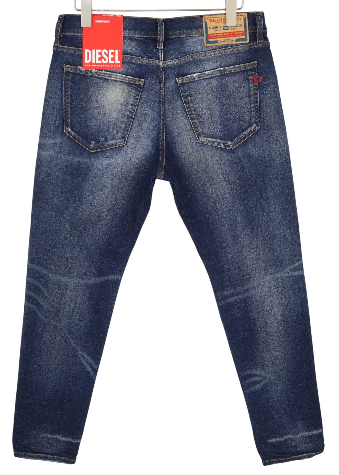 DIESEL 2019 D-Strukt 09G89 Men Jeans W38/L30 Slim Blue Ripped Denim RRP€325