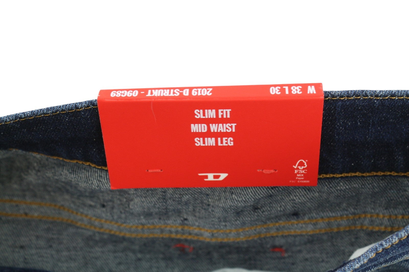 DIESEL 2019 D-Strukt 09G89 Men Jeans W38/L30 Slim Blue Ripped Denim RRP€325