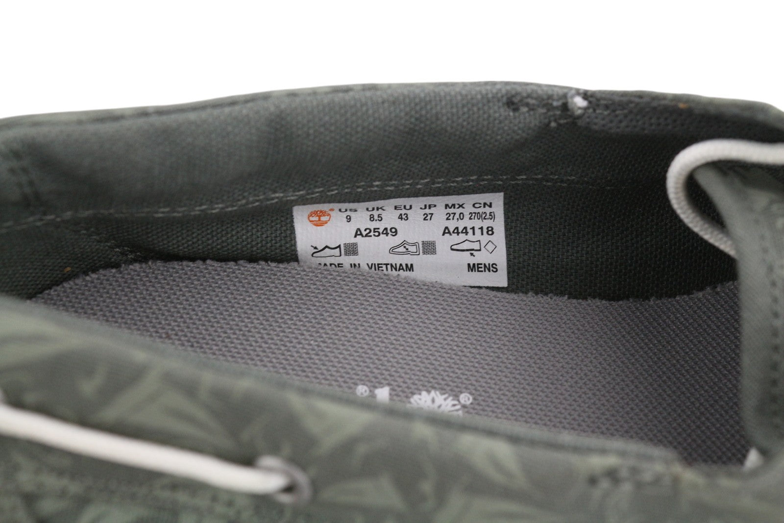 TIMBERLAND A2549 Men Shoes EU43 Grey Patterned Textile Boat Almond Toe Lace Up