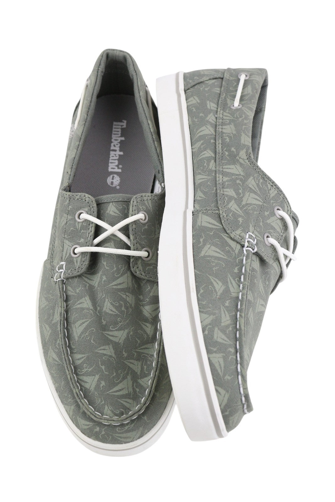 TIMBERLAND A2549 Men Shoes EU43 Grey Patterned Textile Boat Almond Toe Lace Up