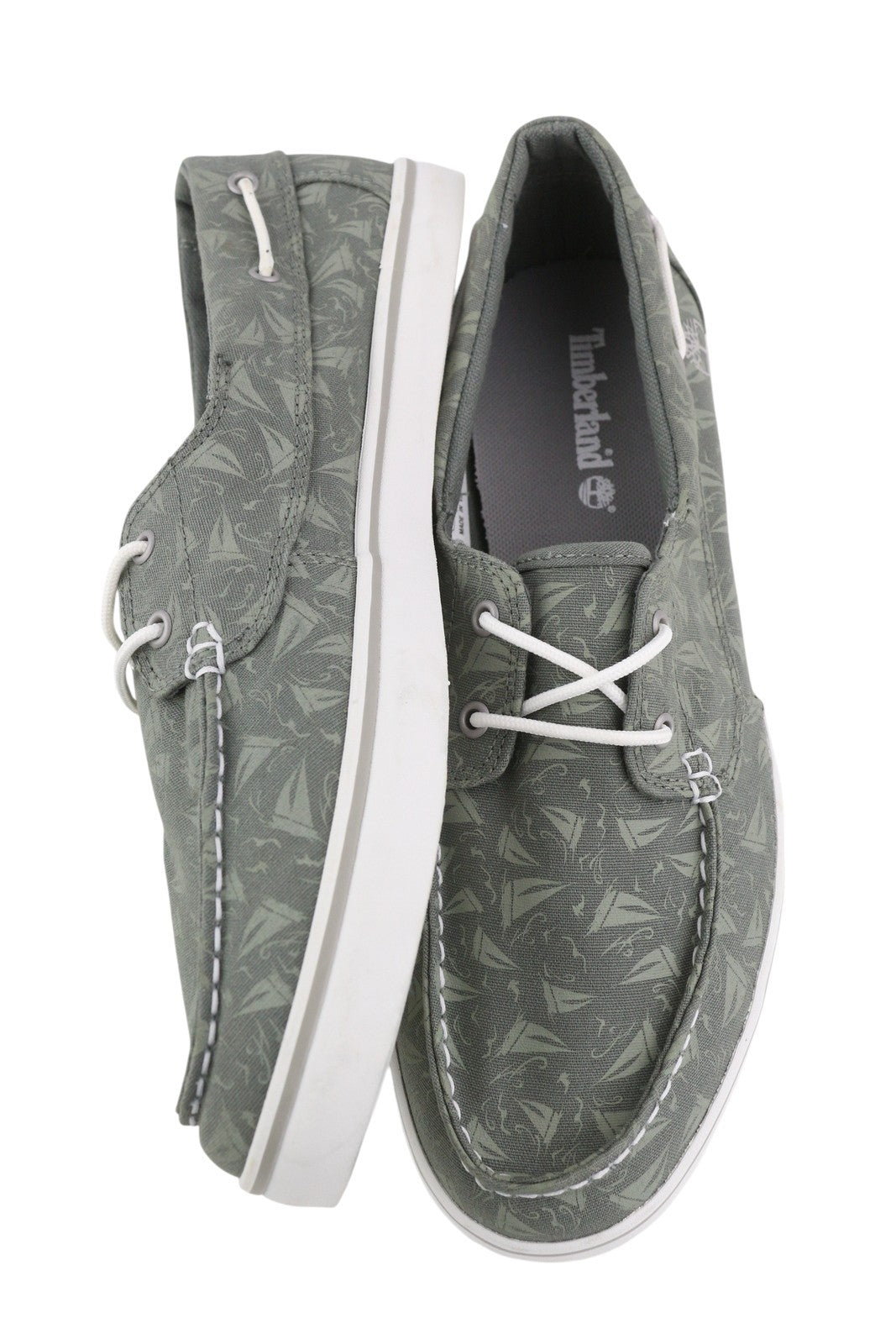 TIMBERLAND A2549 Men Shoes EU43 Grey Patterned Textile Boat Almond Toe Lace Up