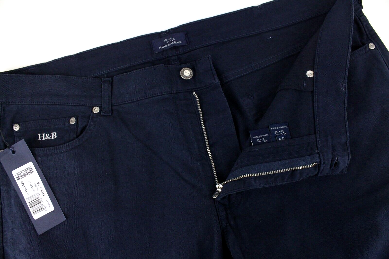 Harmont & Blaine Mens Jeans 58 Navy Stretch Twill Five-Pocket Design