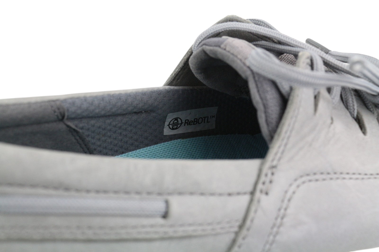 TIMBERLAND A42G1 Men Shoes EU42 Grey Leather Boat Laced Almond Toe Green Stride