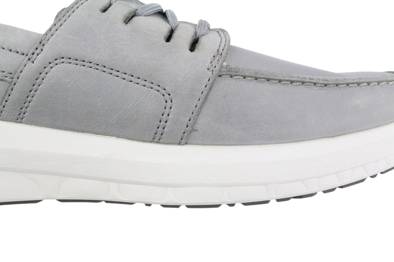 TIMBERLAND A42G1 Men Shoes EU42 Grey Leather Boat Laced Almond Toe Green Stride