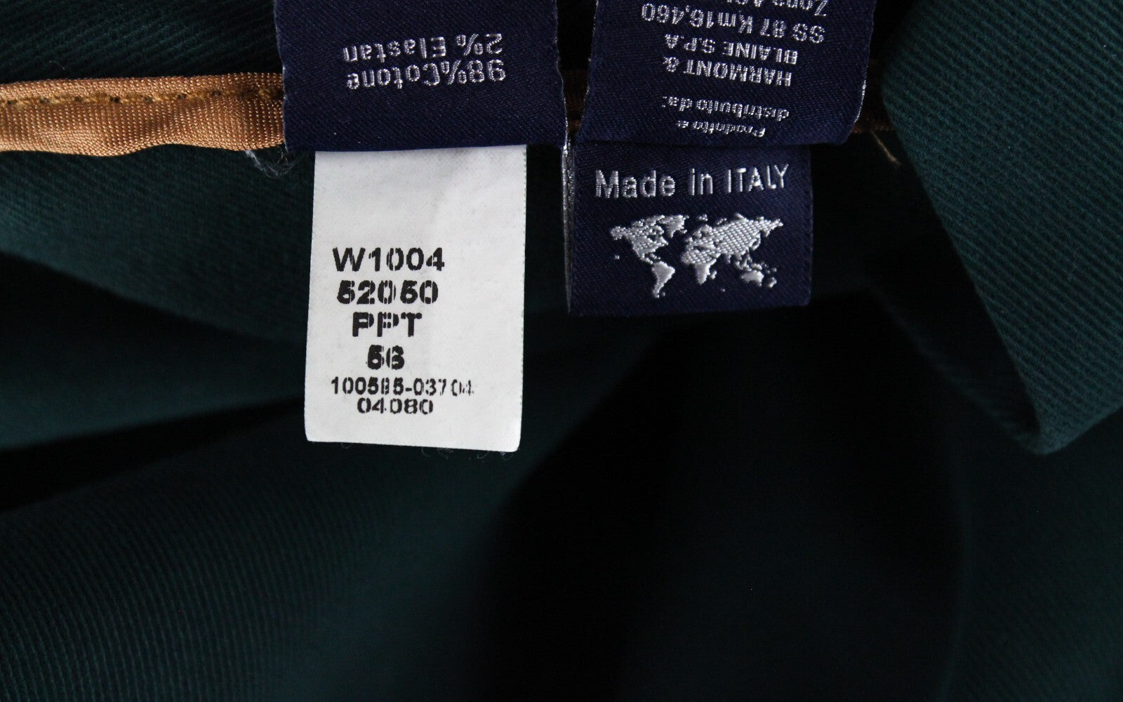 Harmont & Blaine Mens Trousers 56 Moss Green Stretch Jean Style Five Pockets