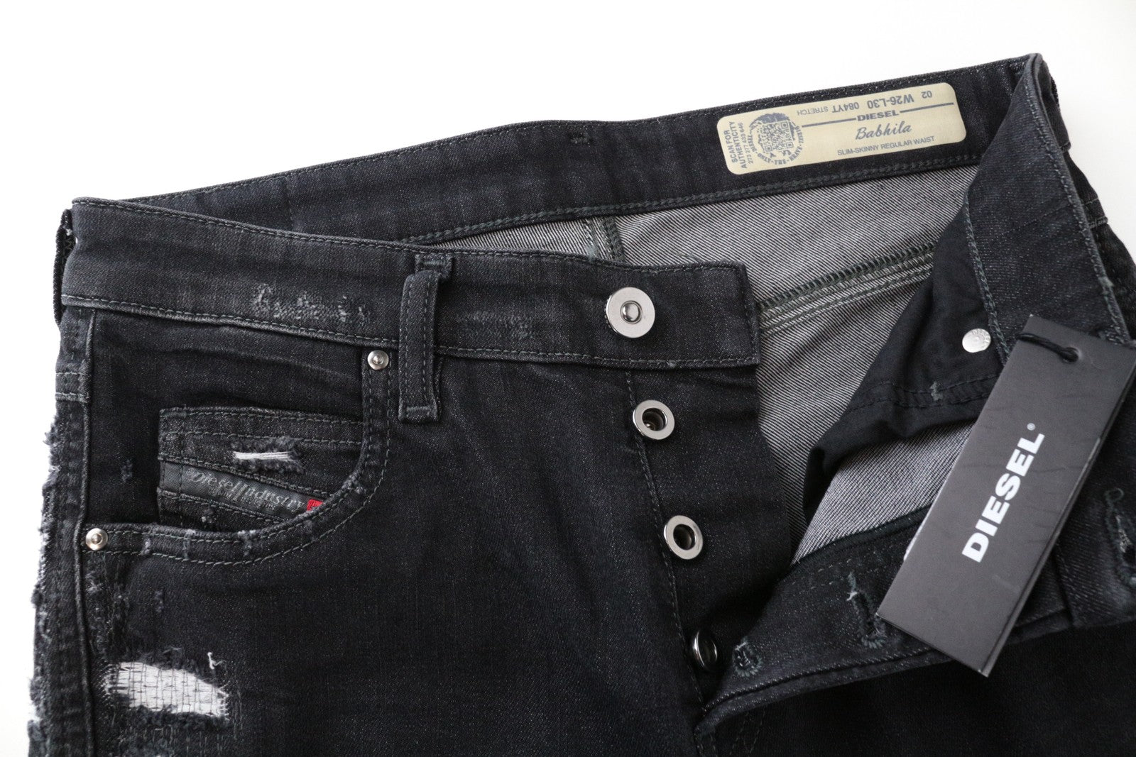 DIESEL Babhila 084YT W26 L30 Women's Grey Slim Stretchy Skinny Denim Pants