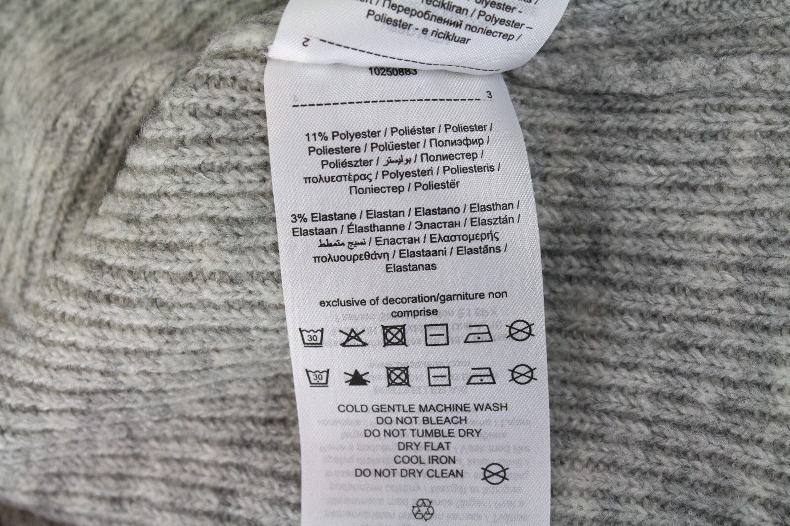 Vero Moda Womens Sweater XL Grey Melange High Neck Long Back Tight-Knitted