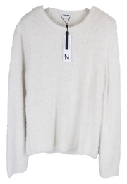 Noisy May Womens Jumper XL Fairy Off-White Tall Tight-Knitted Crew Neck