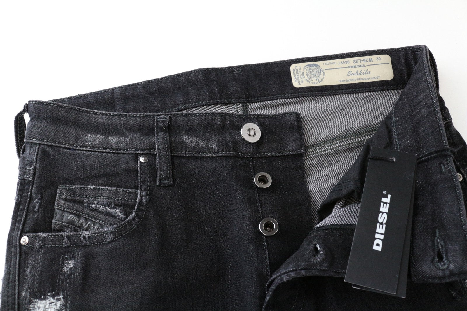 DIESEL Babhila 084YT  Grey W26 L32 Skinny Jeans Stretch 5-Pocket Women's