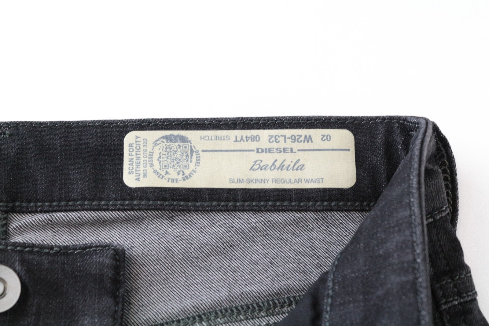 DIESEL Babhila 084YT  Grey W26 L32 Skinny Jeans Stretch 5-Pocket Women's