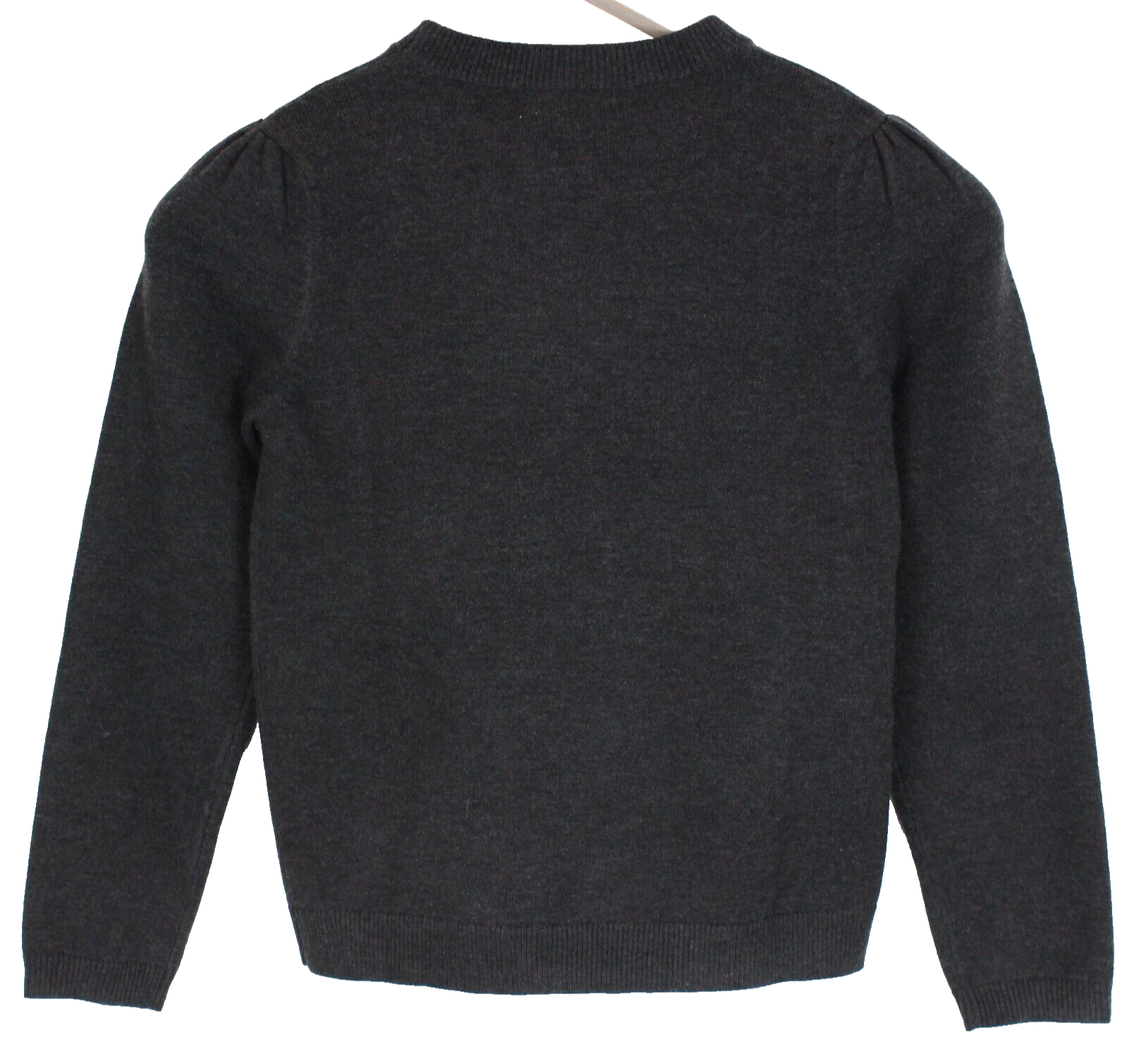 Mango Kids Girls Jumper 8Y Dark Grey Knit Sweater Ruffled Shoulder Design