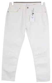 Gant Rugger Mens Jeans W27/L34 Off-White Straight Button-Fly Distressed Look