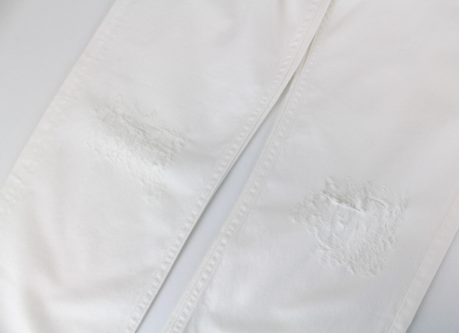 Gant Rugger Mens Jeans W27/L34 Off-White Straight Button-Fly Distressed Look