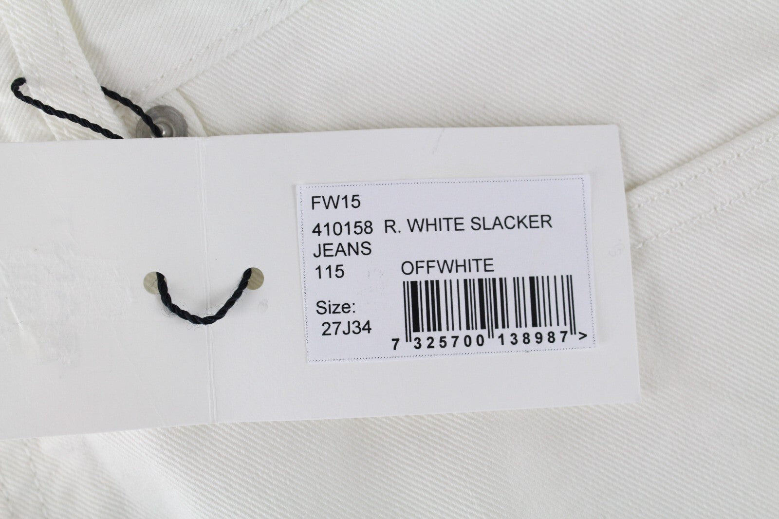 Gant Rugger Mens Jeans W27/L34 Off-White Straight Button-Fly Distressed Look