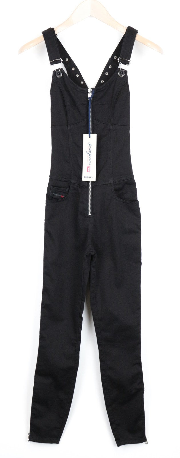 DIESEL D-Inder-Ne 0686E XS Black Stretch Jumpsuit Women's Tapered Jogg Style