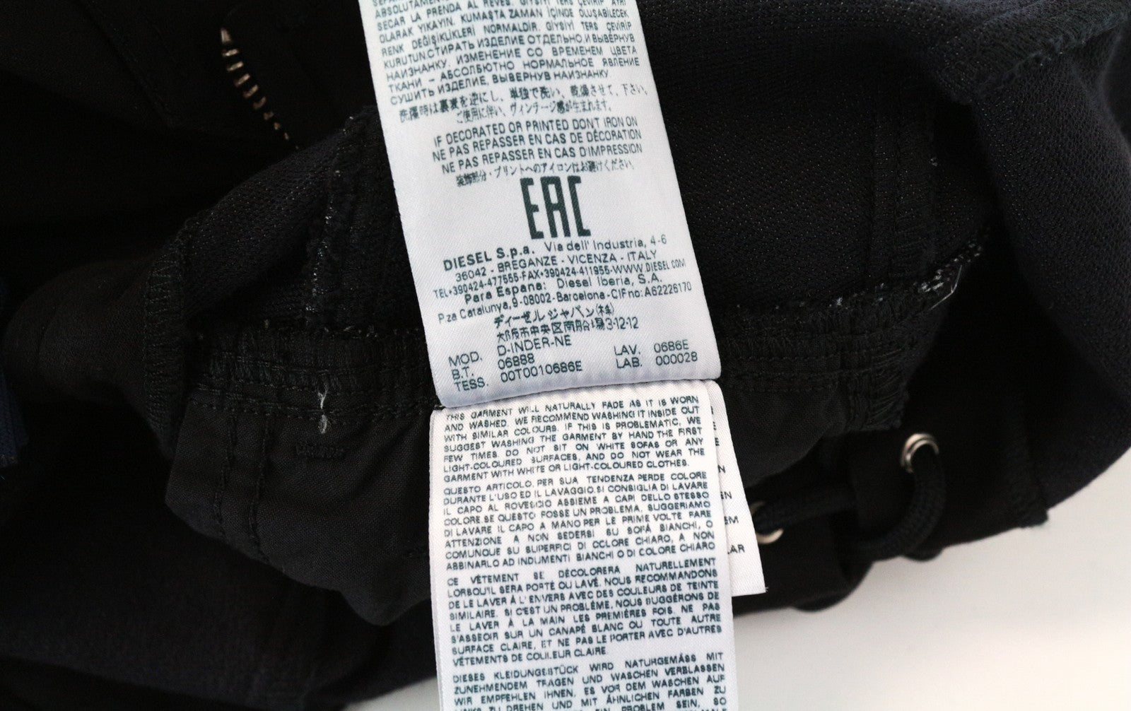 DIESEL D-Inder-Ne 0686E XS Black Stretch Jumpsuit Women's Tapered Jogg Style