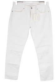 Gant Rugger Mens Jeans W27/L34 Button-Fly Straight Off-White Distressed