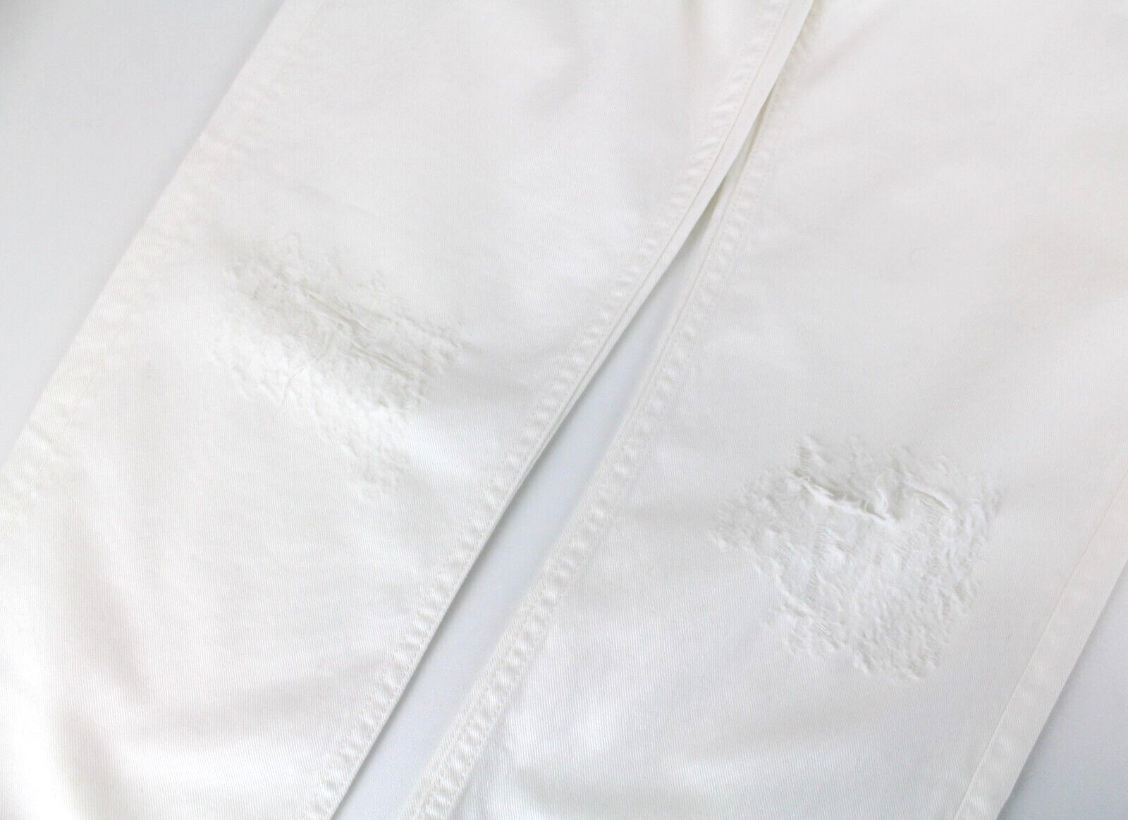 Gant Rugger Mens Pants W27/L34 Distressed Off-White Button-Fly Straight Cut