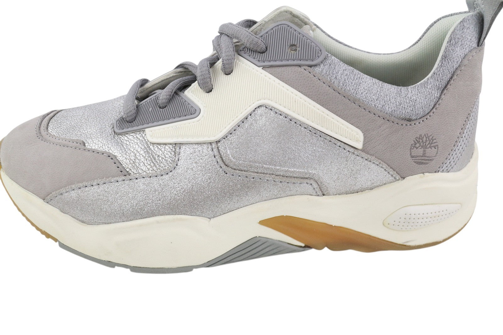 TIMBERLAND A1Y7J Women Sneakers EU38 Grey Leather Shiny Look Almond Toe Trainers