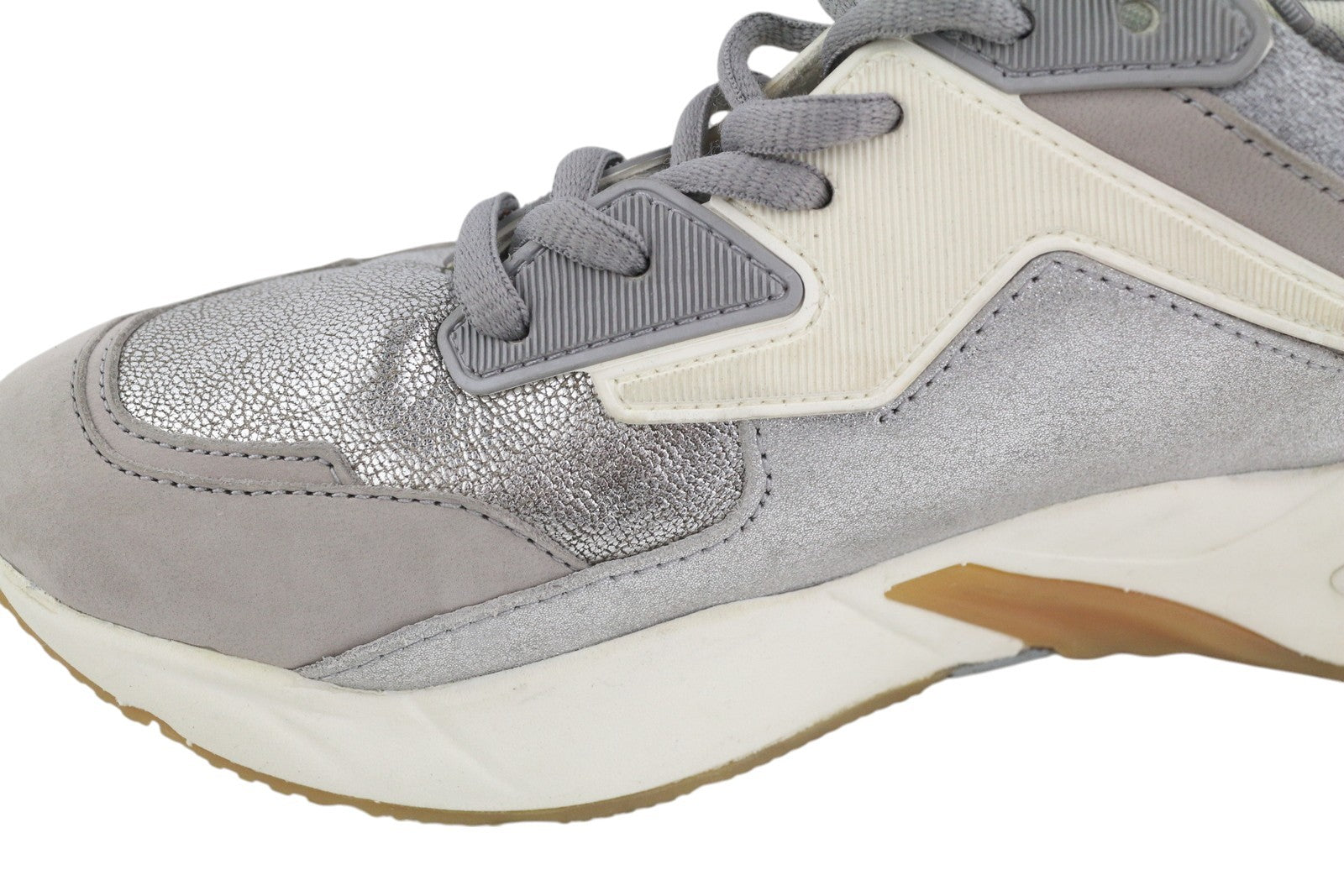 TIMBERLAND A1Y7J Women Sneakers EU38 Grey Leather Shiny Look Almond Toe Trainers