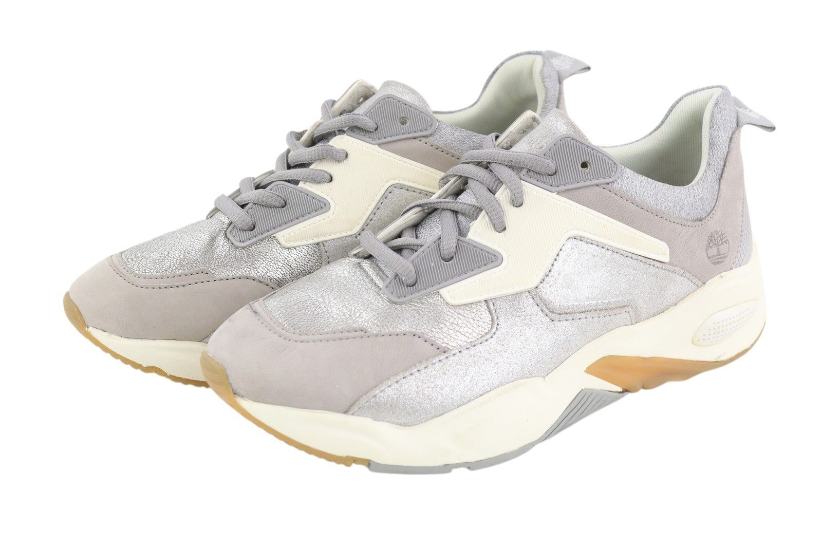 TIMBERLAND A1Y7J Women Sneakers EU38 Grey Leather Shiny Look Almond Toe Trainers