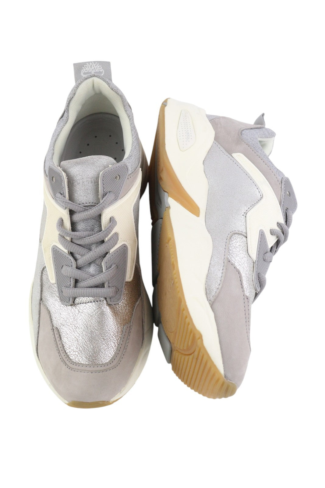 TIMBERLAND A1Y7J Women Sneakers EU38 Grey Leather Shiny Look Almond Toe Trainers