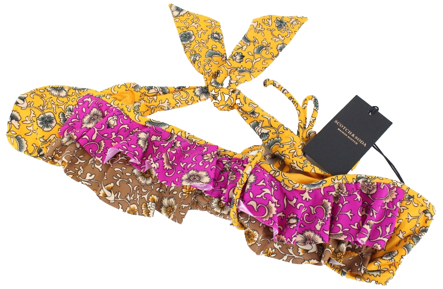 Maison Scotch Womens Swimwear M Bandeau Floral Pattern Colorful Tied Colourful