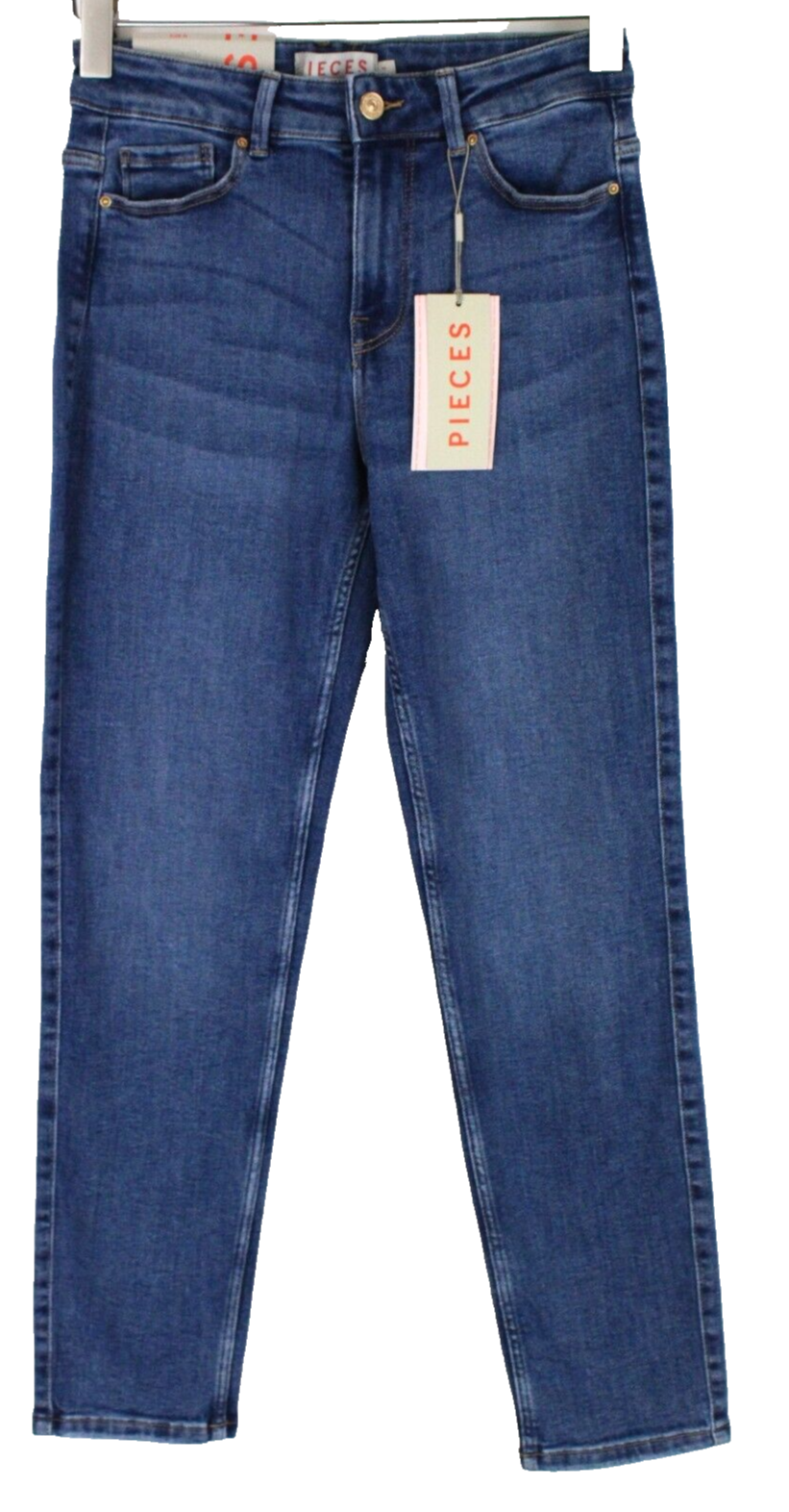 Pieces Womens Jeans M Slim  Blue  Mid Waist Washed Cotton Stretch