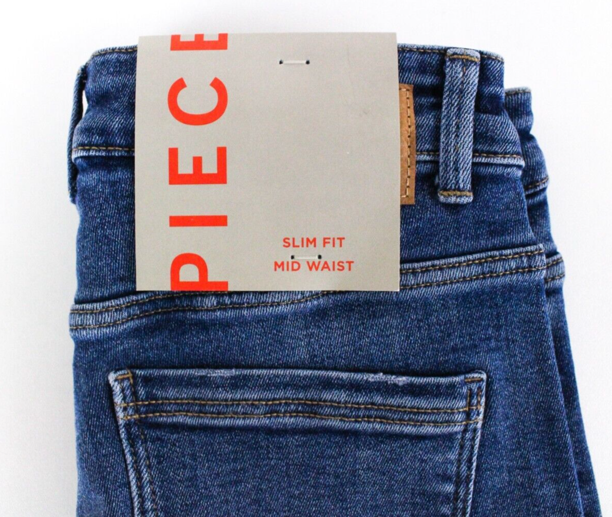 Pieces Womens Jeans M Slim  Blue  Mid Waist Washed Cotton Stretch