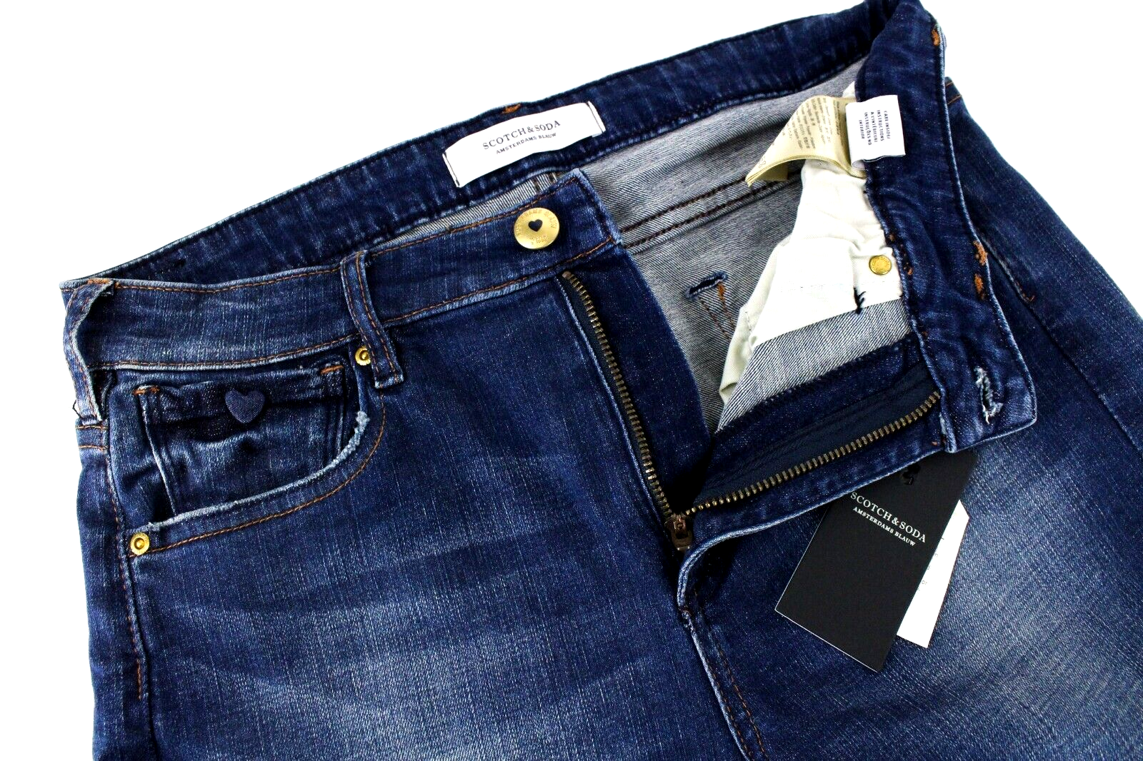 Scotch & Soda Womens Jeans W31/L34 Blue Cropped Stretch Cotton  Blauw