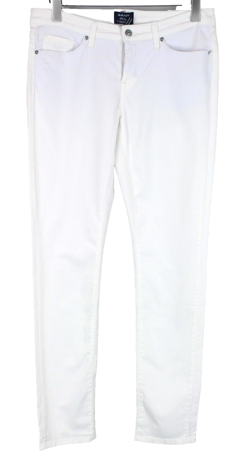 Gant Womens White Jeans W30/L34 Slim  Cotton Stretch Low Waist Tapered