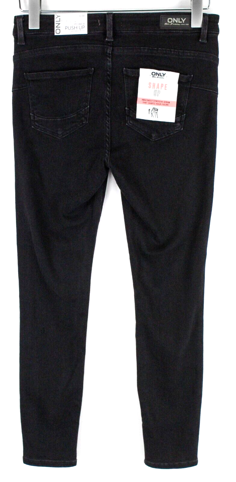 Only Womens Black Jeans L Skinny Stretch Cotton Mid Waist Power Push