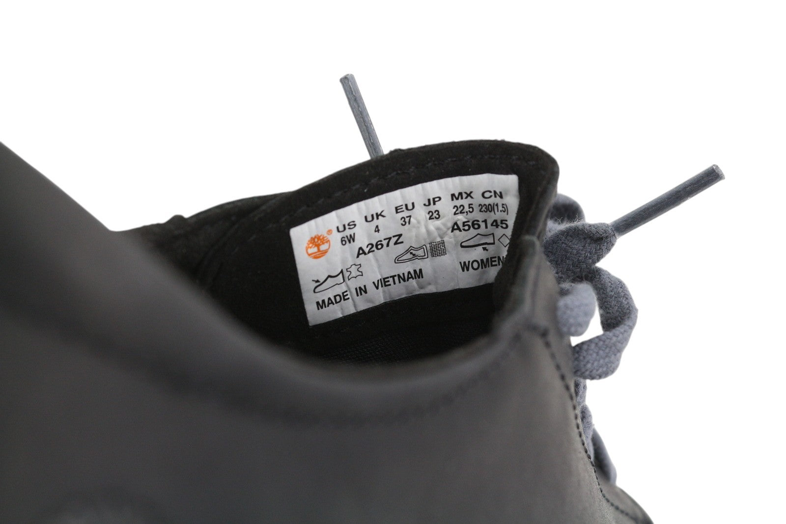 TIMBERLAND A267Z Women Sneakers EU37 Black Leather Almond Toe Laced Trainers