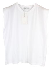 Pull & Bear Womens Top L White Sleeveless Round Neck Cotton  Pullover