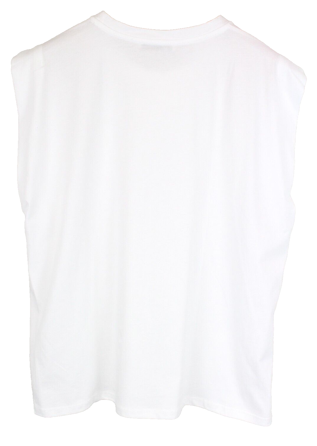 Pull & Bear Womens Top L White Sleeveless Round Neck Cotton  Pullover