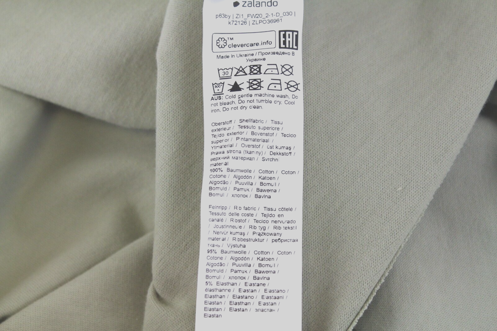 Zign Womens Cropped Sweatshirt L Light Green Long Sleeve Cotton Pullover