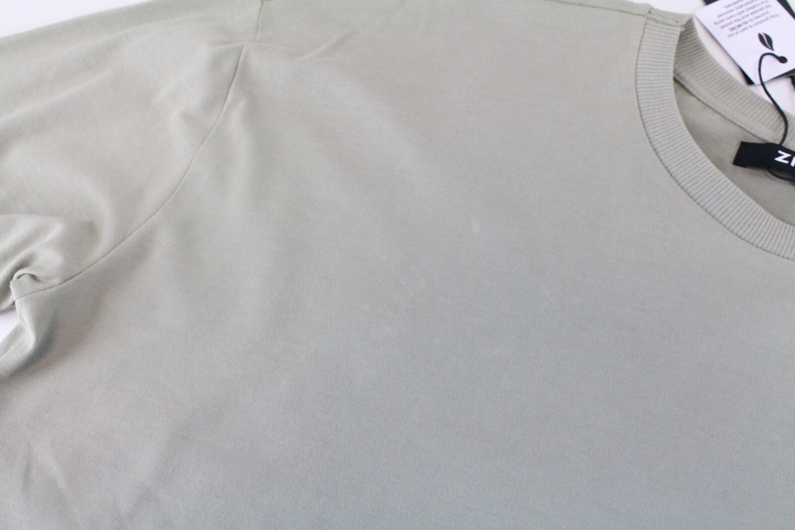 Zign Womens Cropped Sweatshirt L Light Green Long Sleeve Cotton Pullover