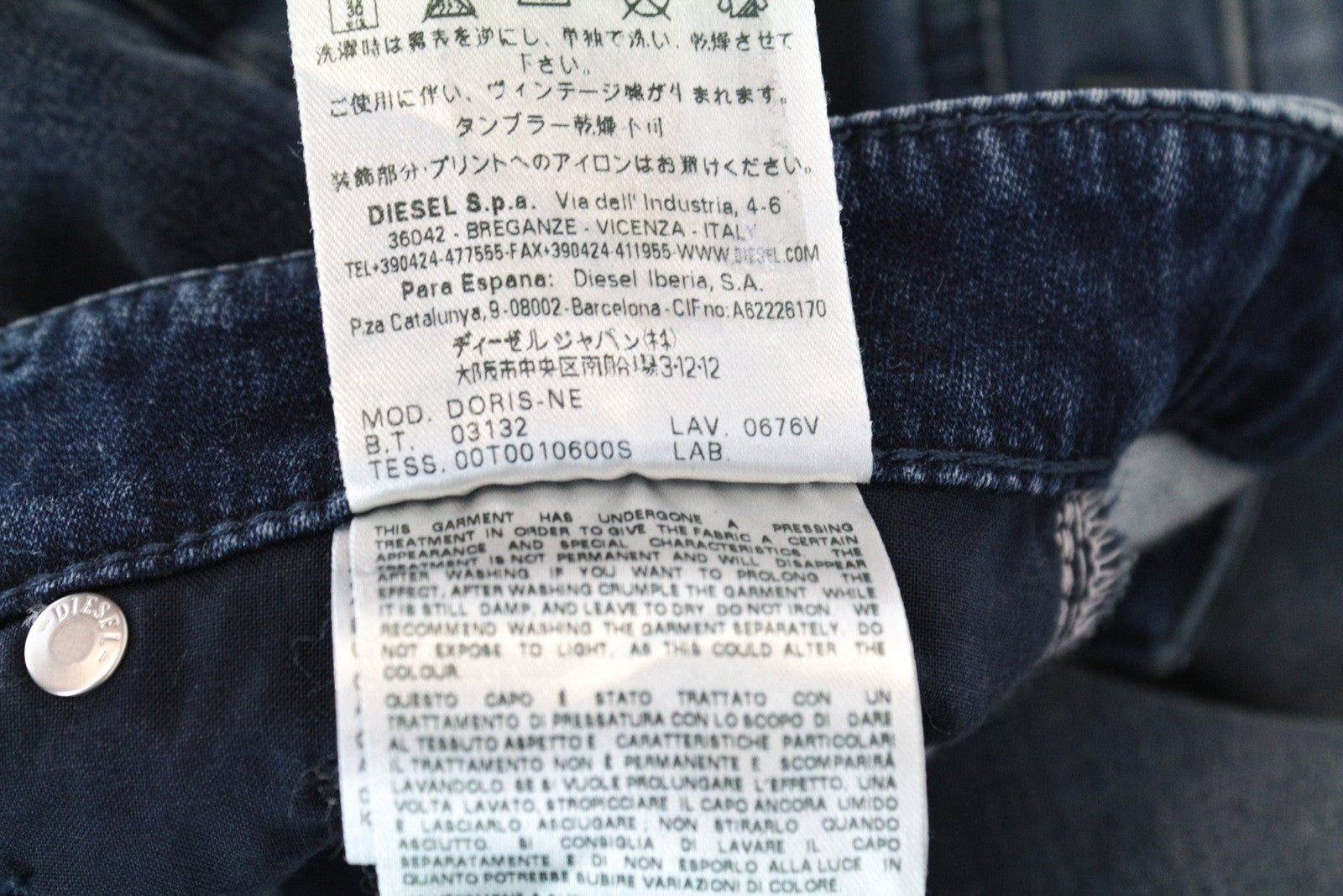 DIESEL Doris-Ne 0676V W27 Jogg Blue Distressed Women's Slim Skinny Stretch Jeans