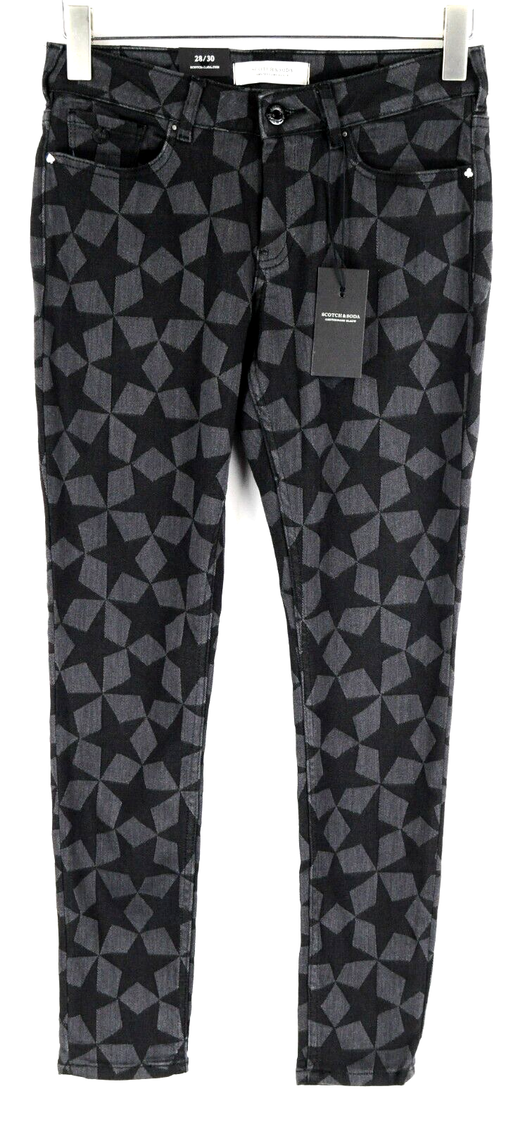 Scotch & Soda Womens Jeans W28/L30 Grey Skinny Stretch Star Pattern