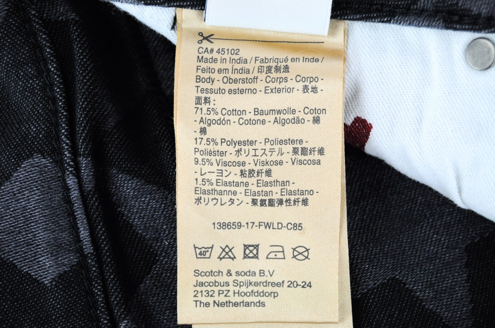 Scotch & Soda Womens Jeans W28/L30 Grey Skinny Stretch Star Pattern