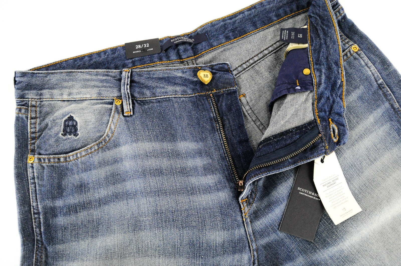 Scotch & Soda Bandit Womens Jeans W28/L32 Blue Washed Slim Cotton Linen