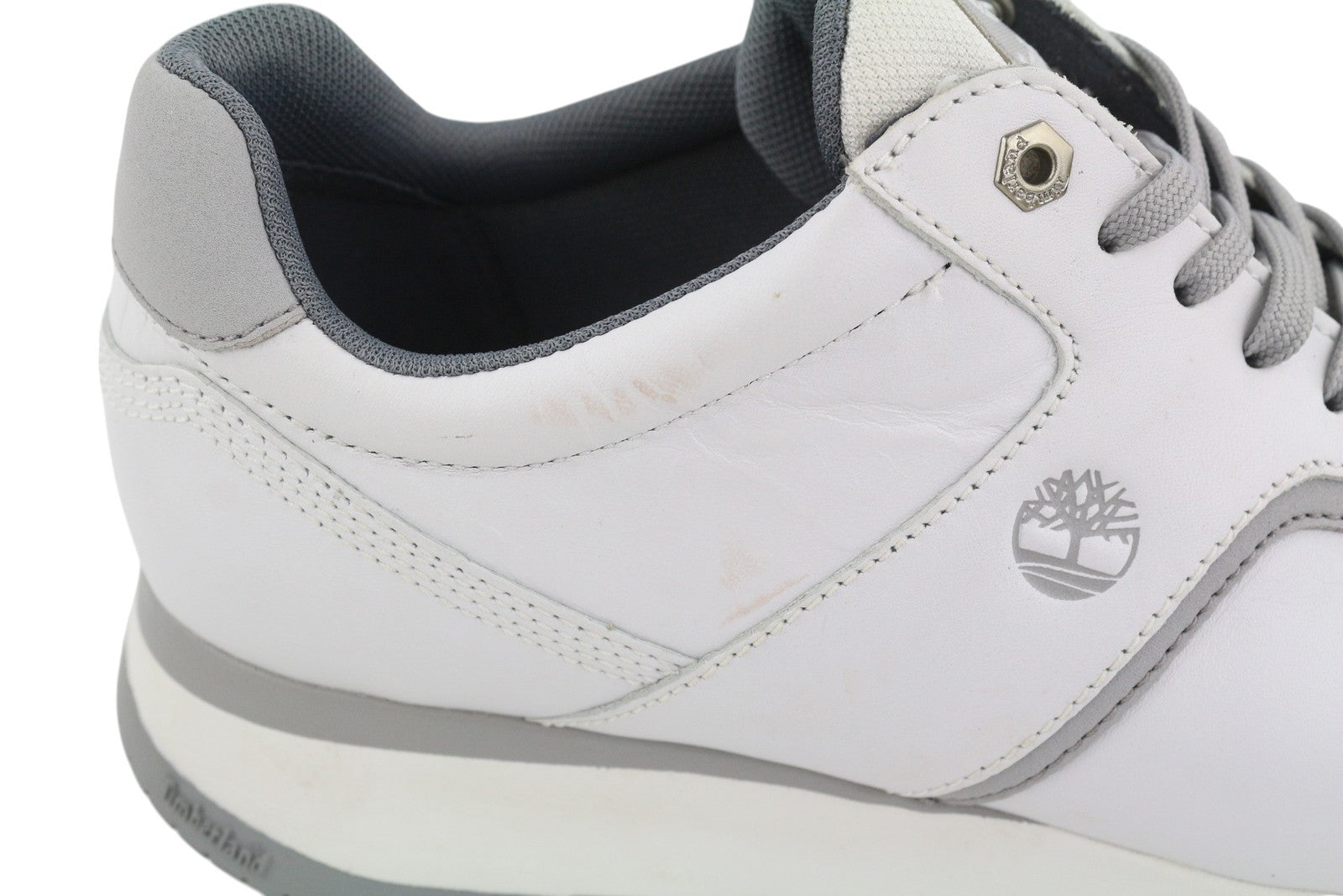 TIMBERLAND A23ZG Women Sneakers EU38 Grey Leather Low Top Lace Up Logo Trainers