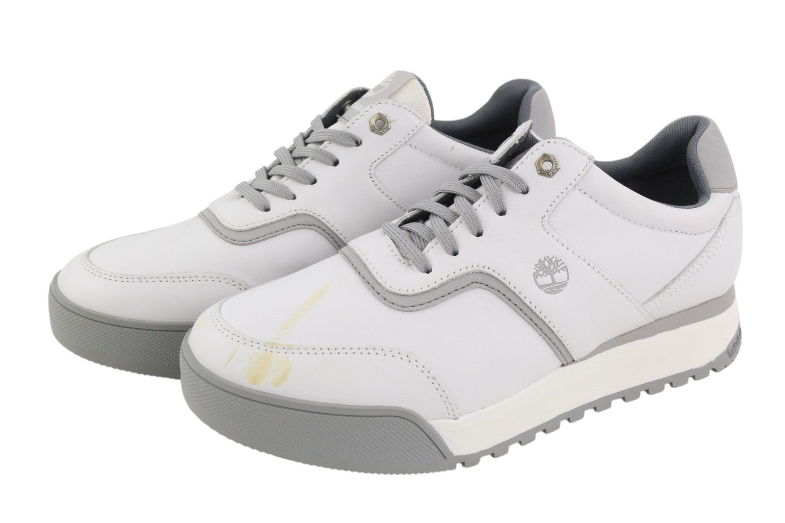 TIMBERLAND A23ZG Women Sneakers EU38 Grey Leather Low Top Lace Up Logo Trainers